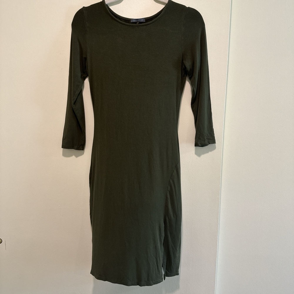 Soprano Olive Green Bodycon Dress with 8” Slit